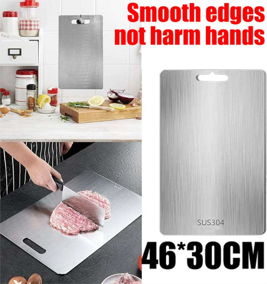 Tabla de cortar de titanio acero inoxidable doble cara cocina