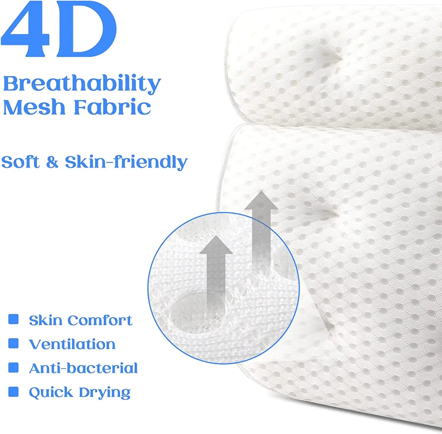 Almohada de Baño Air Mesh con Soporte para Cuello, Cabeza y Espalda