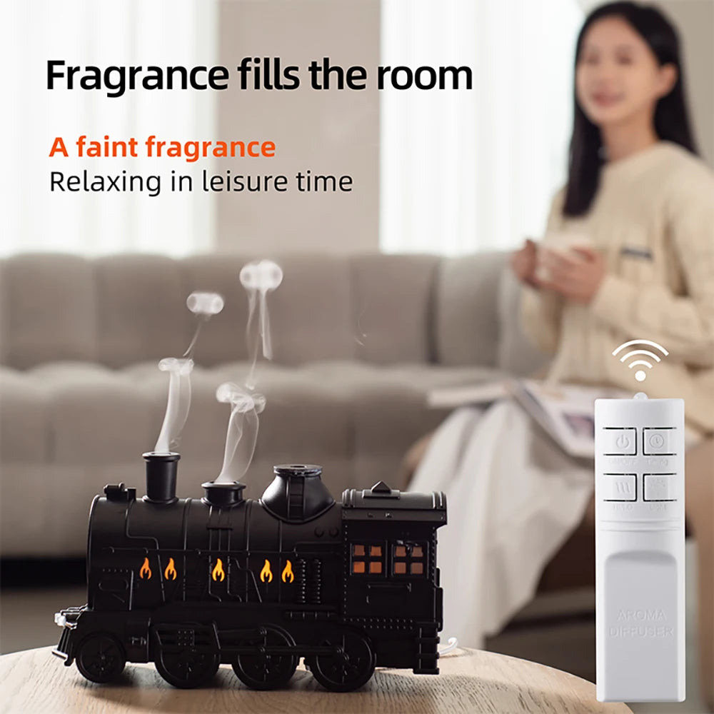 Humidificador ultrasónico aromático con diseño de tren y control remoto