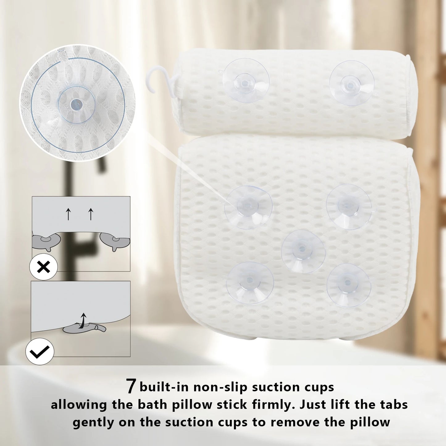 Almohada de Baño Air Mesh con Soporte para Cuello, Cabeza y Espalda