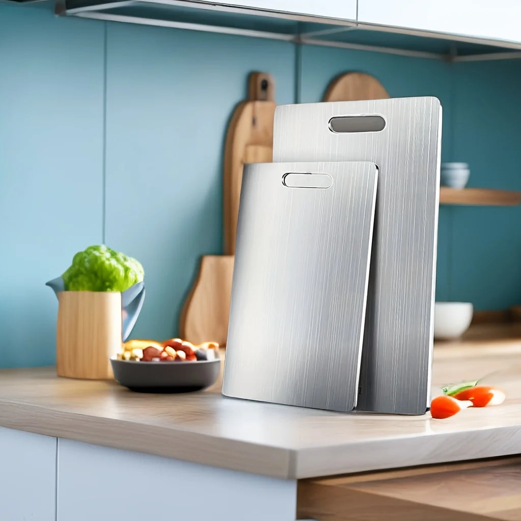 Tabla de cortar de titanio acero inoxidable doble cara cocina