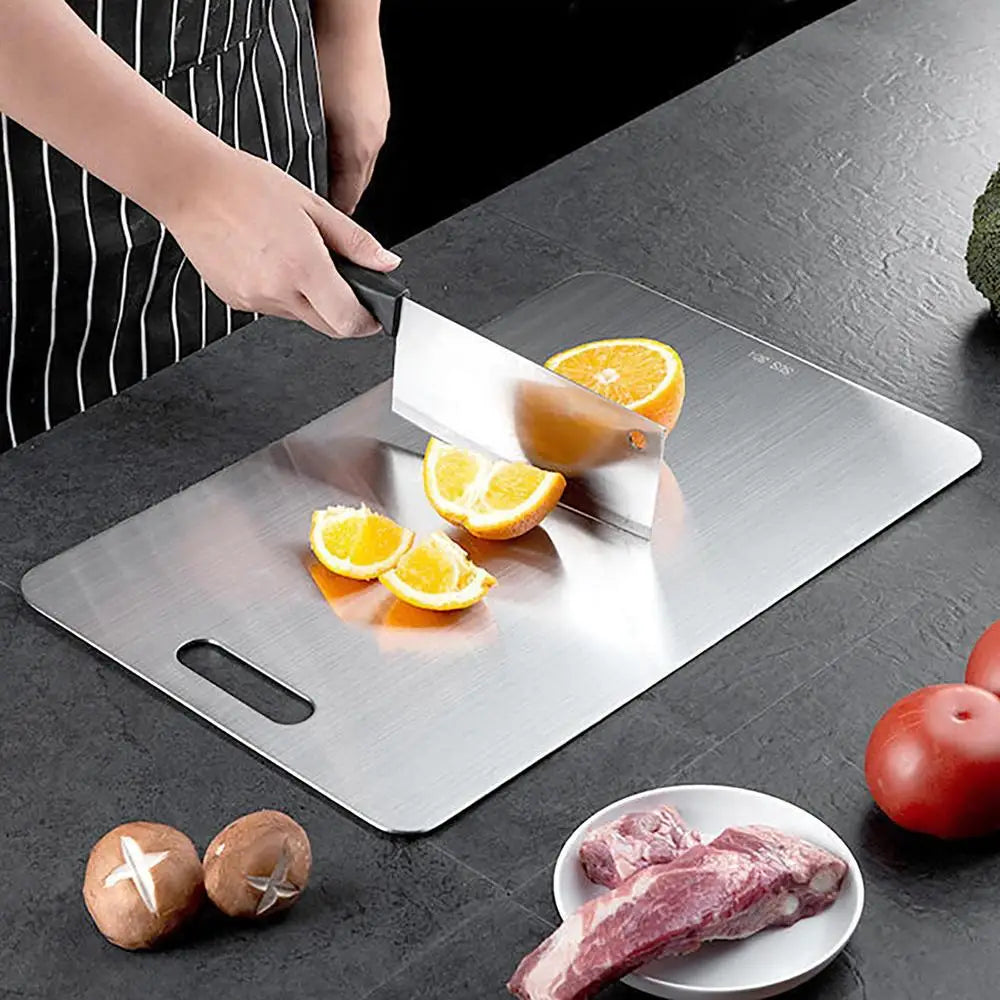 Tabla de cortar de titanio acero inoxidable doble cara cocina