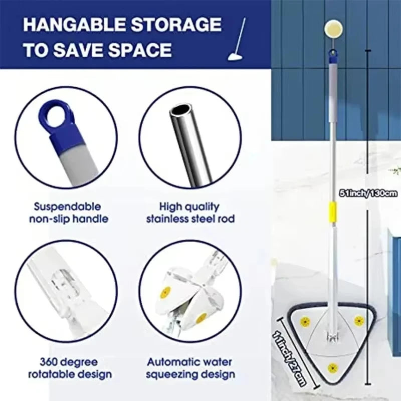 Mopa triangular telescópica giratoria 360° para pisos y techos
