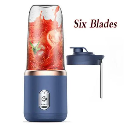 Batidora portátil de jugos con 6 cuchillas USB