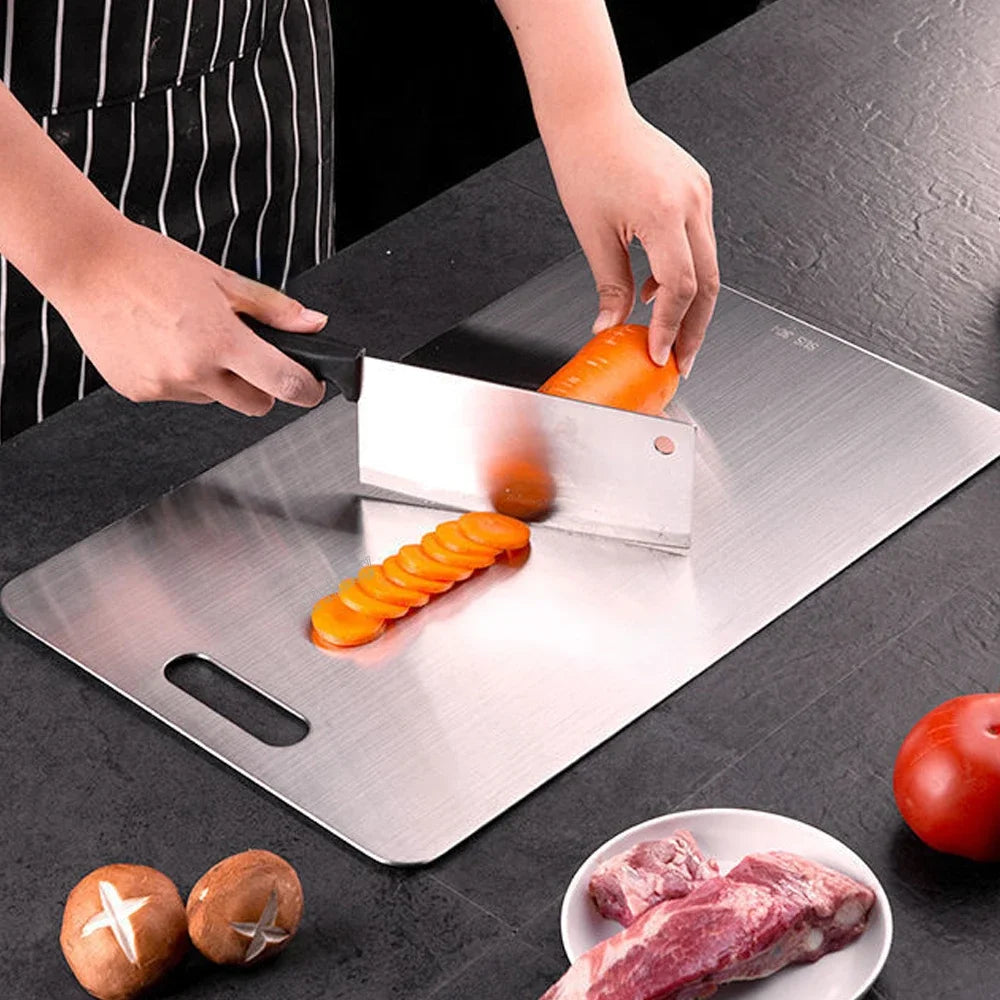 Tabla de cortar de titanio acero inoxidable doble cara cocina