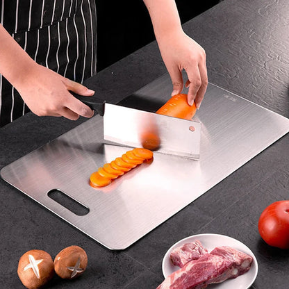 Tabla de cortar de titanio acero inoxidable doble cara cocina