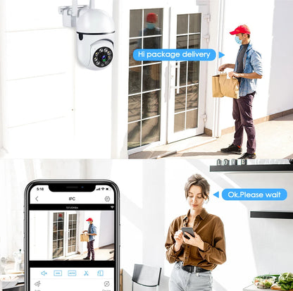 Cámara de seguridad WiFi 8MP exterior con zoom y visión nocturna