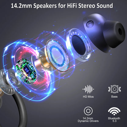 Auriculares inalámbricos Bluetooth 5.3 con micrófono y graves potentes