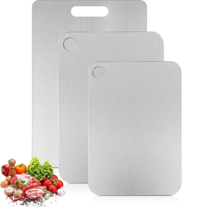Tabla de cortar de titanio acero inoxidable doble cara cocina