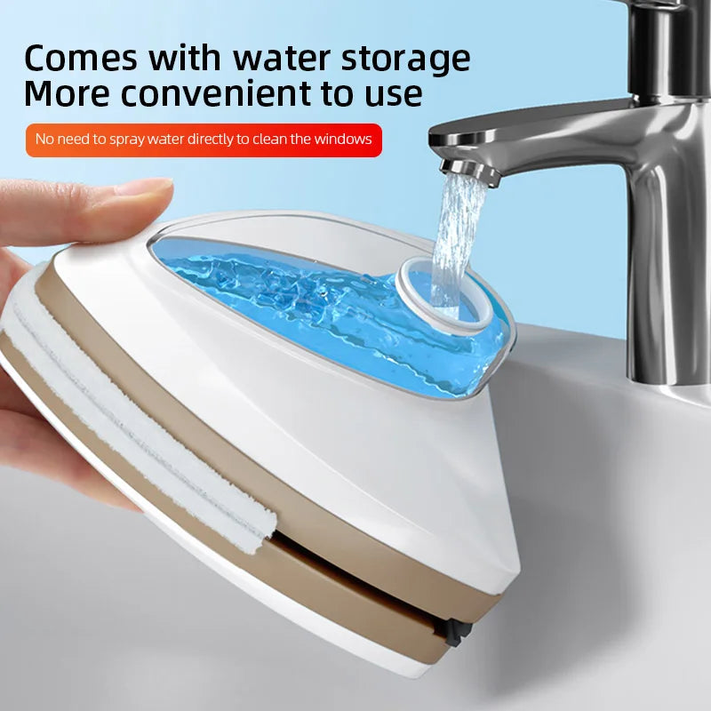 Limpiavidrios magnético doble cara con descarga automática de agua