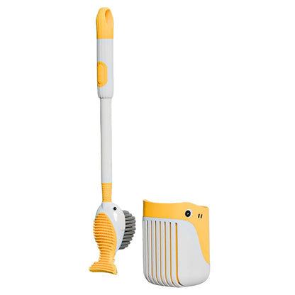 Cepillo de baño montado en pared con diseño animal y soporte