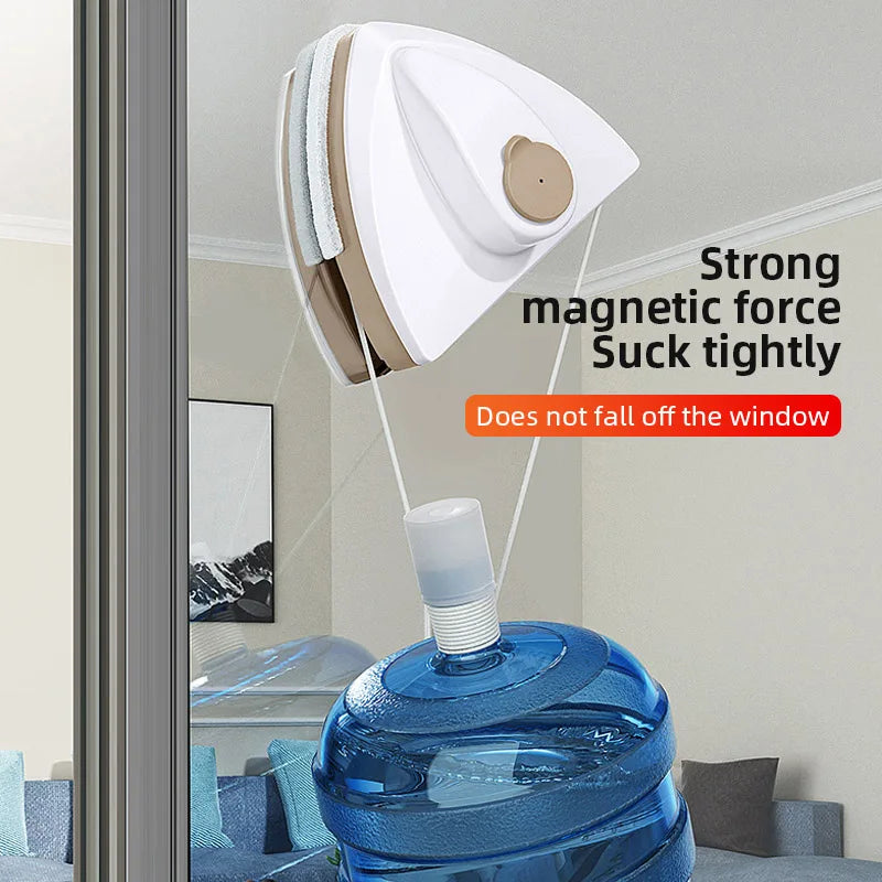 Limpiavidrios magnético doble cara con descarga automática de agua