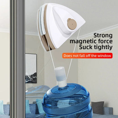 Limpiavidrios magnético doble cara con descarga automática de agua