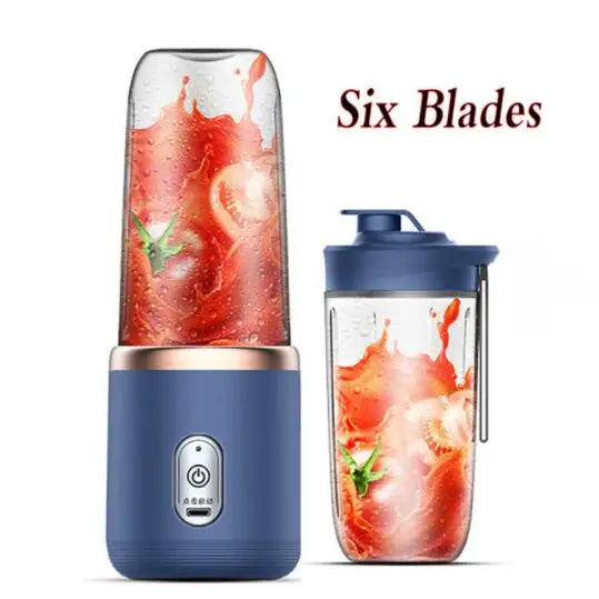 Batidora portátil de jugos con 6 cuchillas USB