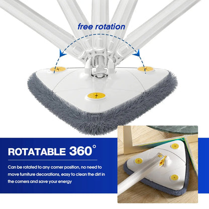 Mopa triangular telescópica giratoria 360° para pisos y techos