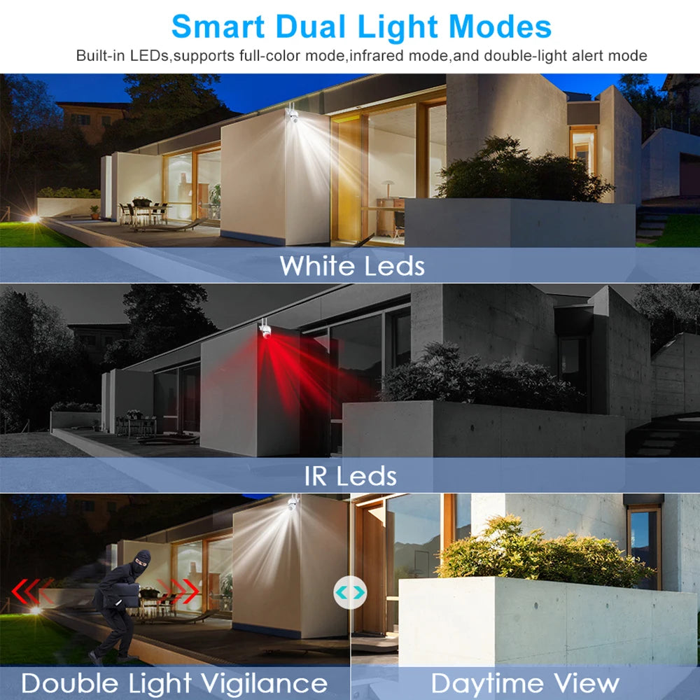 Cámara de seguridad WiFi 8MP exterior con zoom y visión nocturna