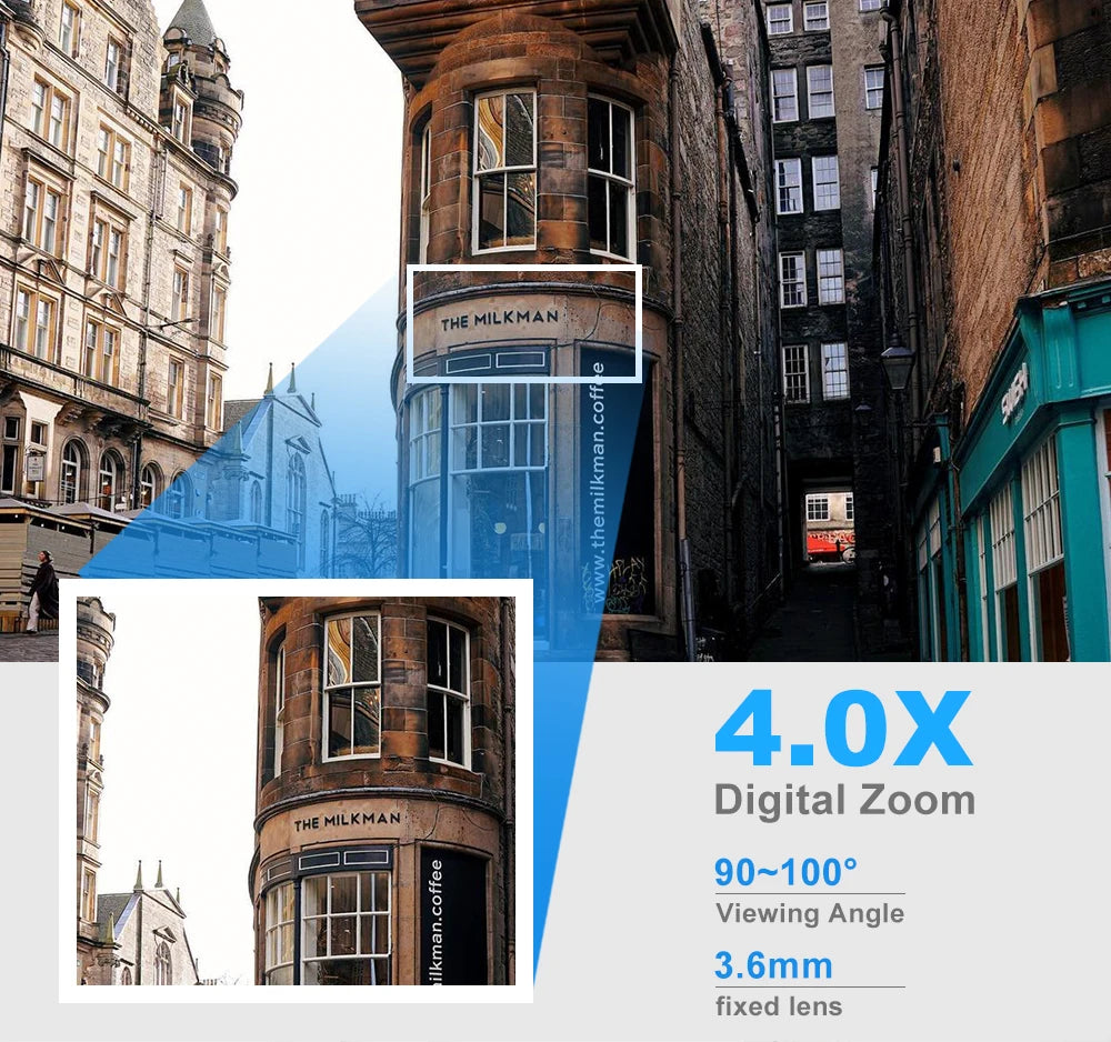 Cámara de seguridad WiFi 8MP exterior con zoom y visión nocturna