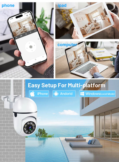 Cámara de seguridad WiFi 8MP exterior con zoom y visión nocturna