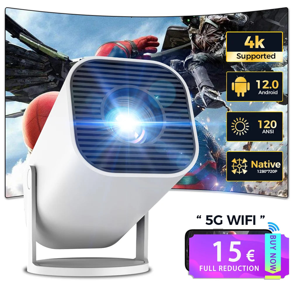 Proyector portátil inteligente 4K con WiFi6 y Android