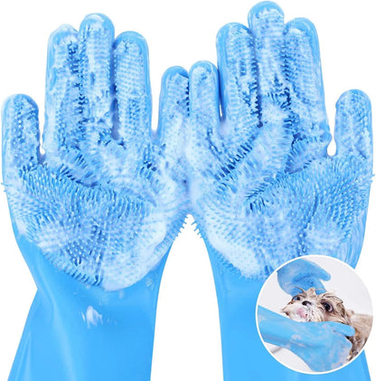 Guante de baño y cepillado para mascotas de silicona suave