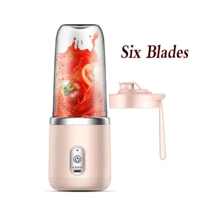 Batidora portátil de jugos con 6 cuchillas USB