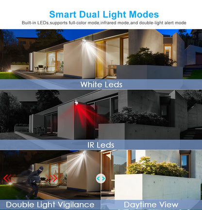 Cámara de seguridad WiFi 8MP exterior con zoom y visión nocturna