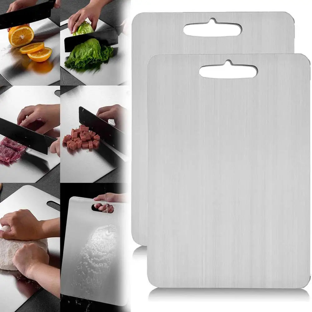 Tabla de cortar de titanio acero inoxidable doble cara cocina